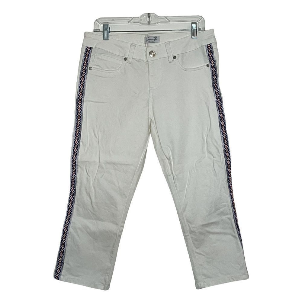 Seven7 White Embellished Leg Capri Jean - 8